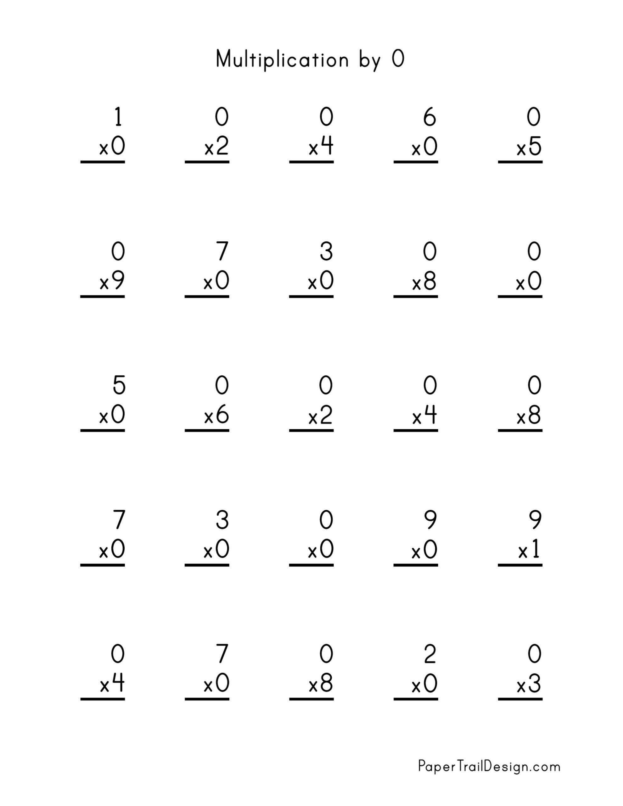 Multiplication Worksheets 0 5 Pdf