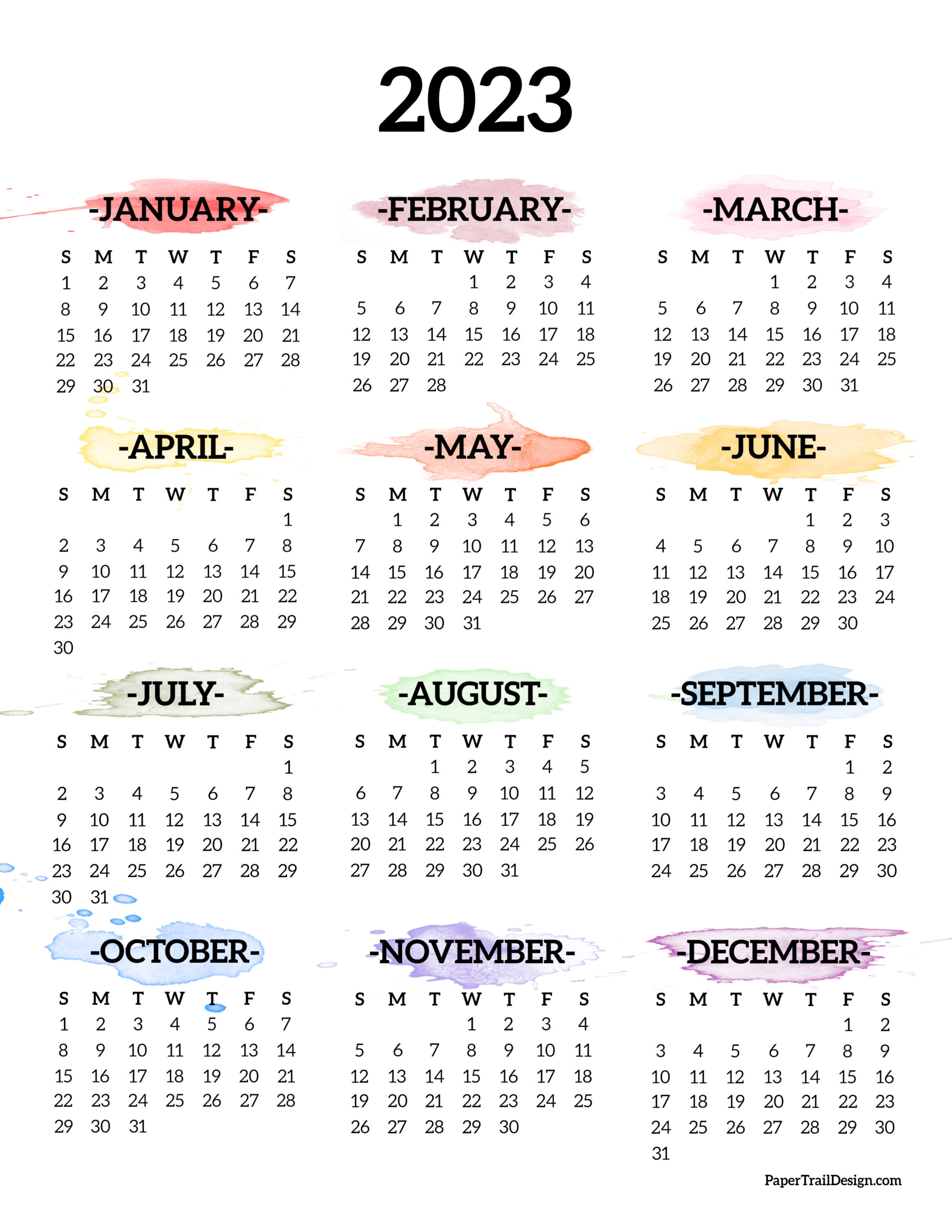 Calendar Printable One Page - Paper