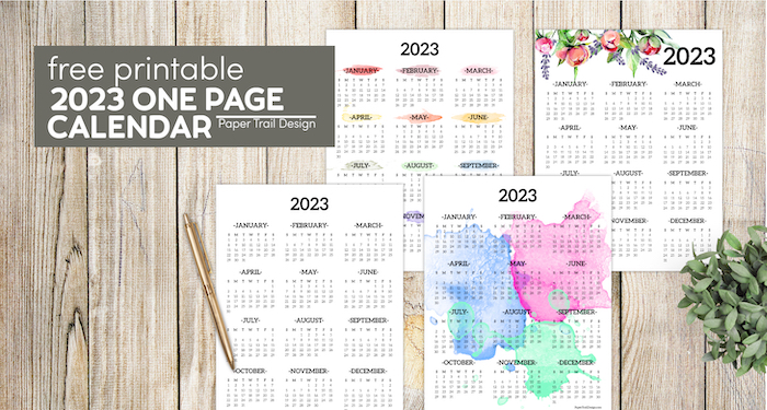 2023 one page calendars with text overlay- free printable 2023 one page calendar