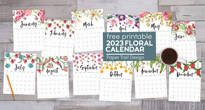Free Printable 2023 Floral Calendar