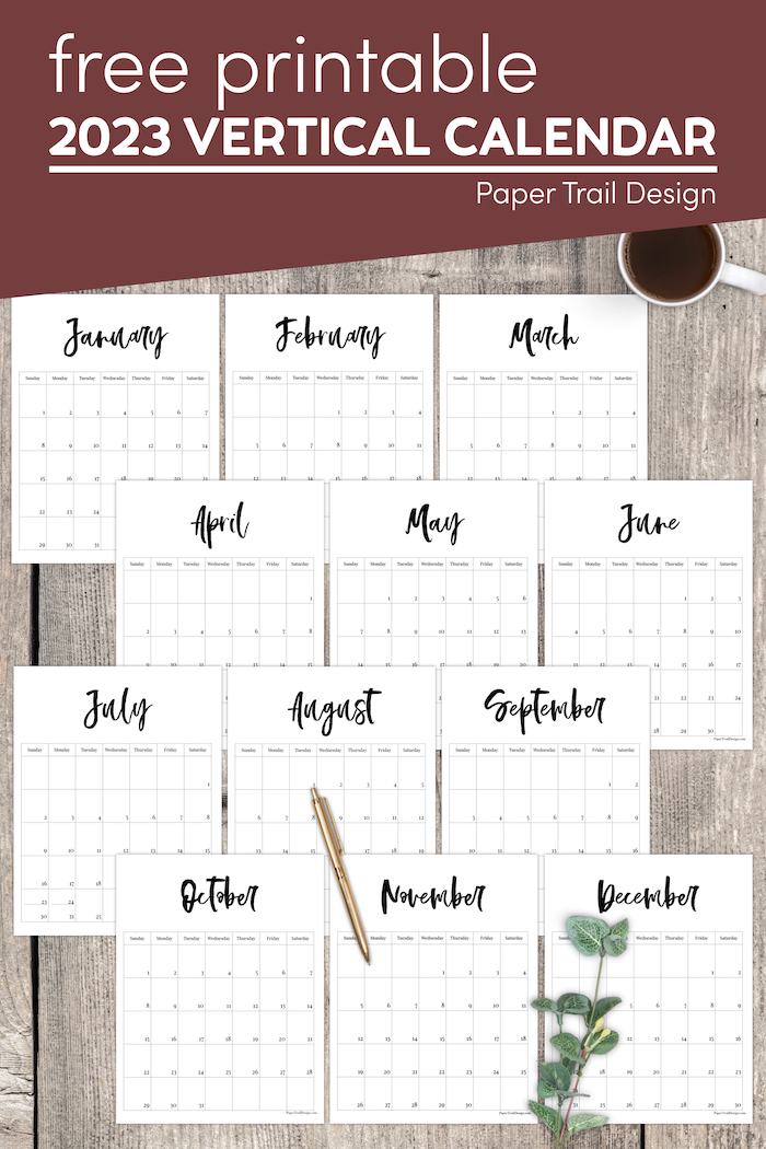 2023 Free Printable Monthly Calendar - Paper Trail Design