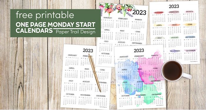 2023 Monday Start Calendar- One Page