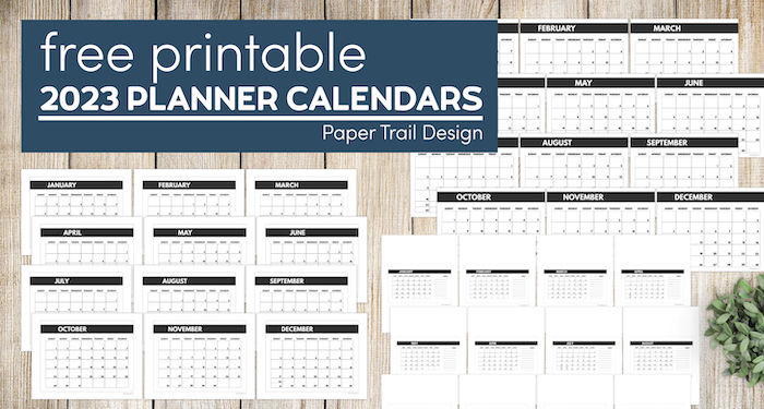 2023 calendars in classic, mini, and regular happy planner sizes with text overlay- free printable 2023 planner calendars
