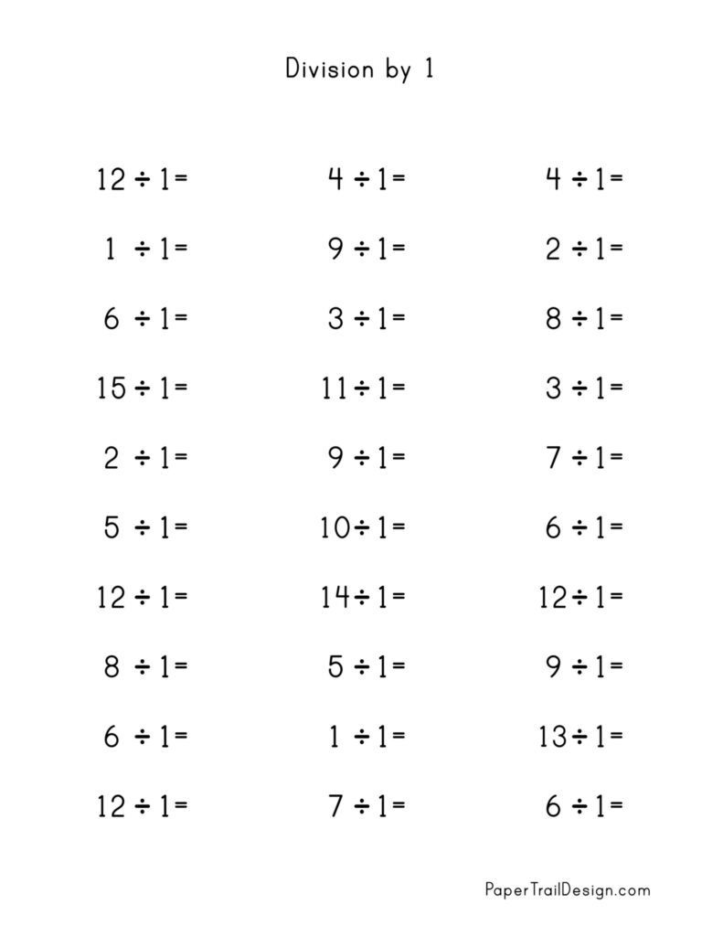 Division Worksheets for Division Facts 1-12 - Paper Trail Design