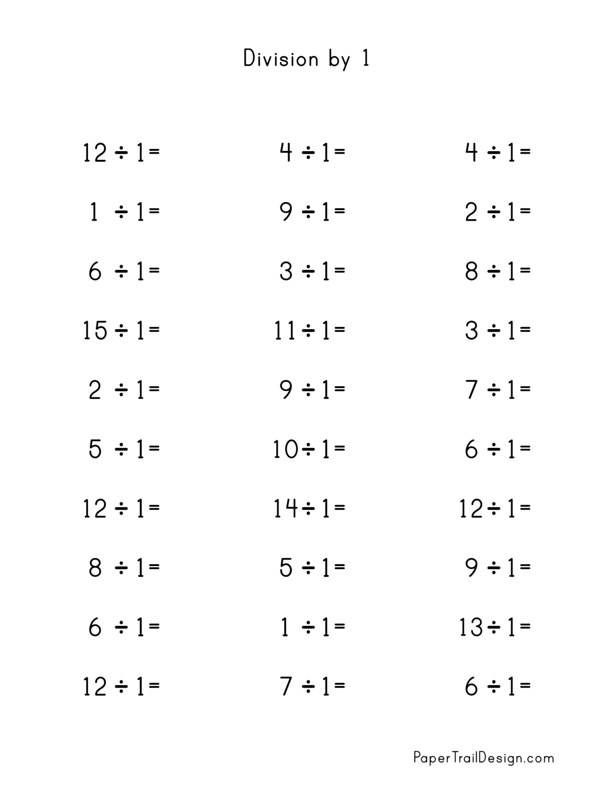 Division Worksheets for Division Facts 1-12 - Paper Trail Design