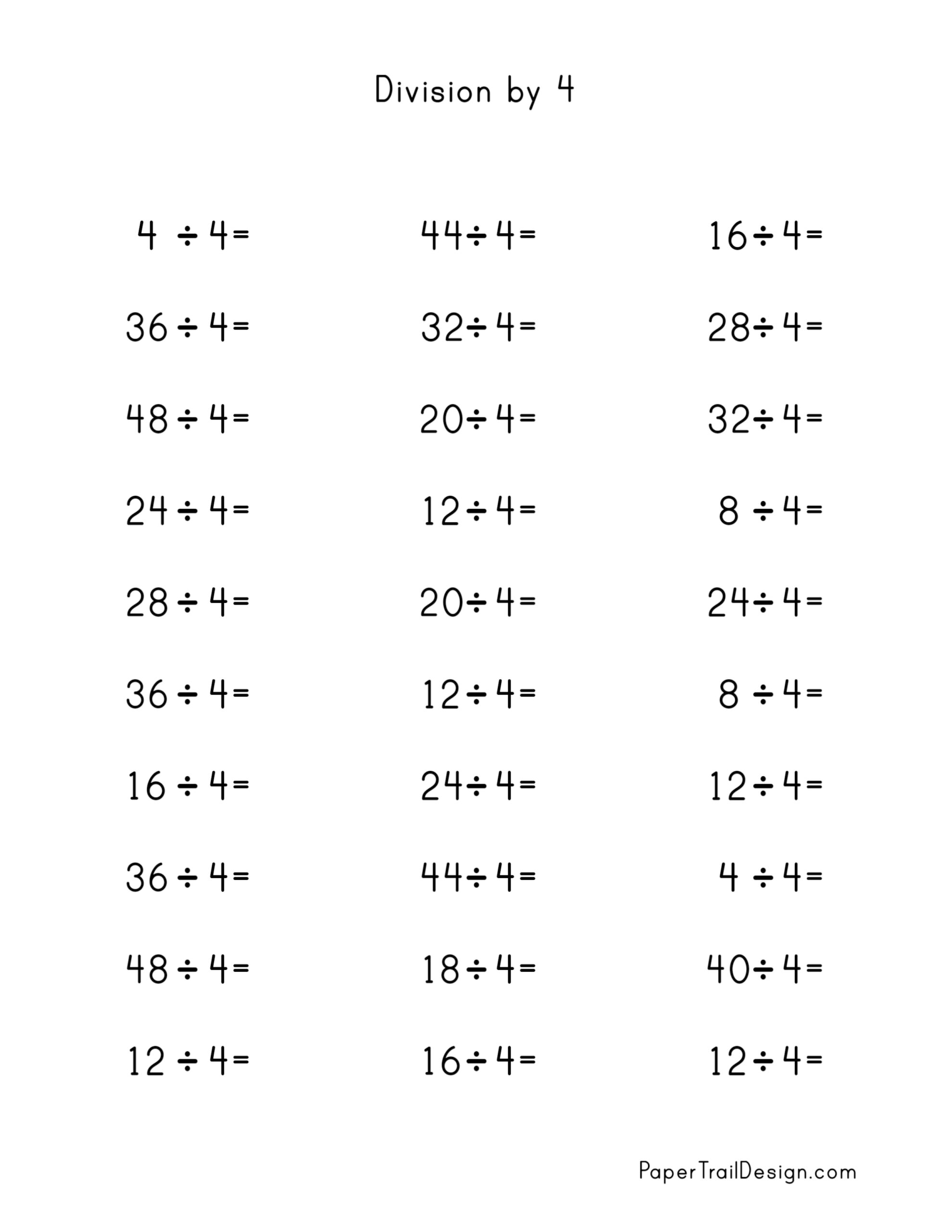 division worksheets grade 4