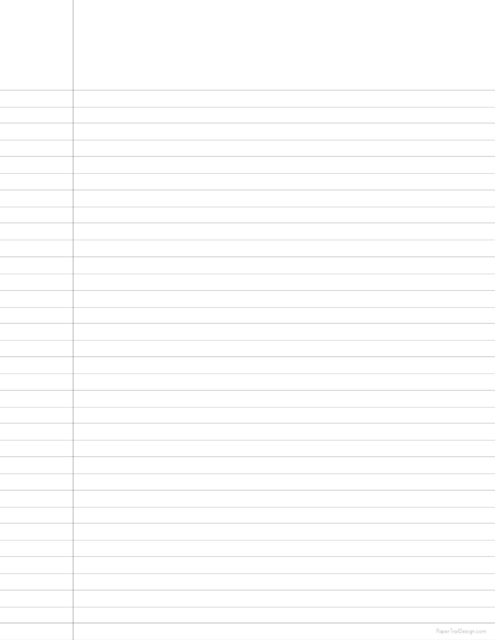 Lined Paper Printable Paper Trail Design