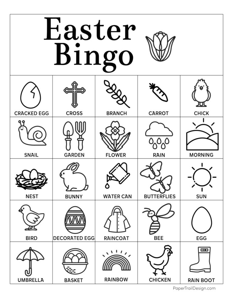 Easter Bingo Printable Paper Trail Design