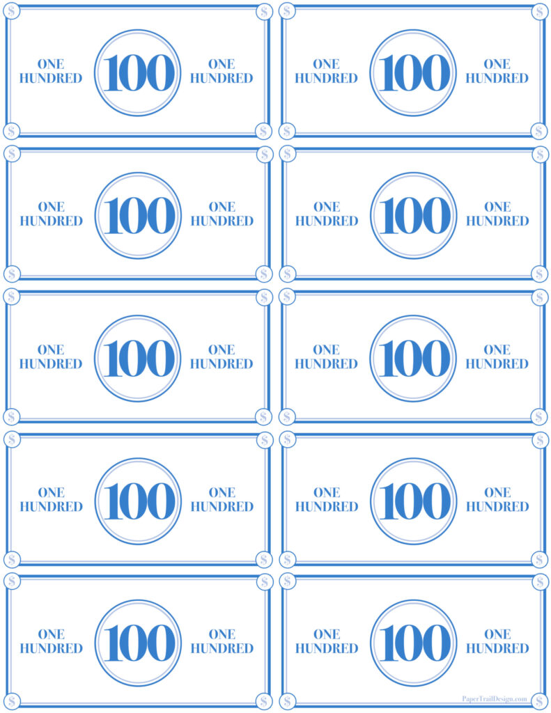 Play money printable paper trail design
