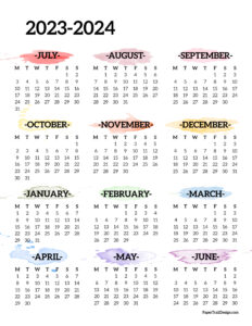 2023-2024 School Year Calendar Free Printable - Paper Trail Design