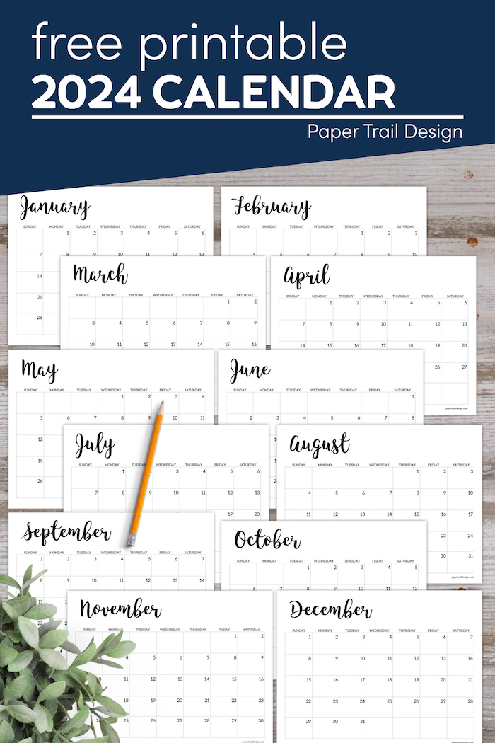 2024 Calendar Printable Free Template Paper Trail Design