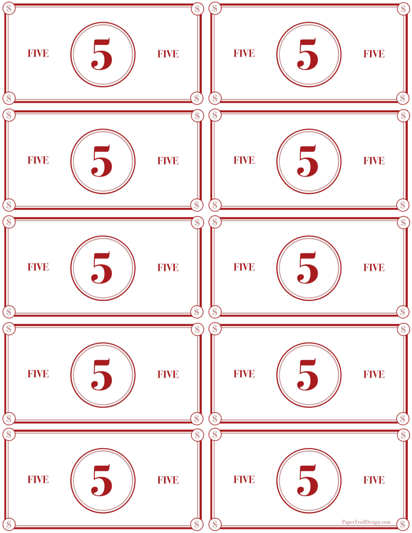Play Money Printable - Paper Trail Design