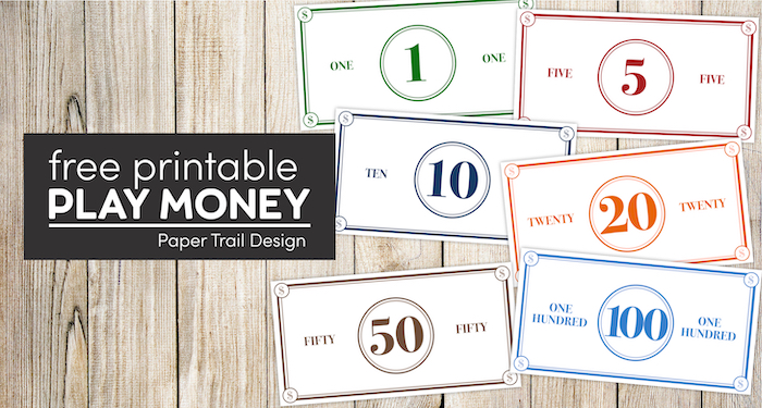 Printable fake money with text overlay- free printable play money