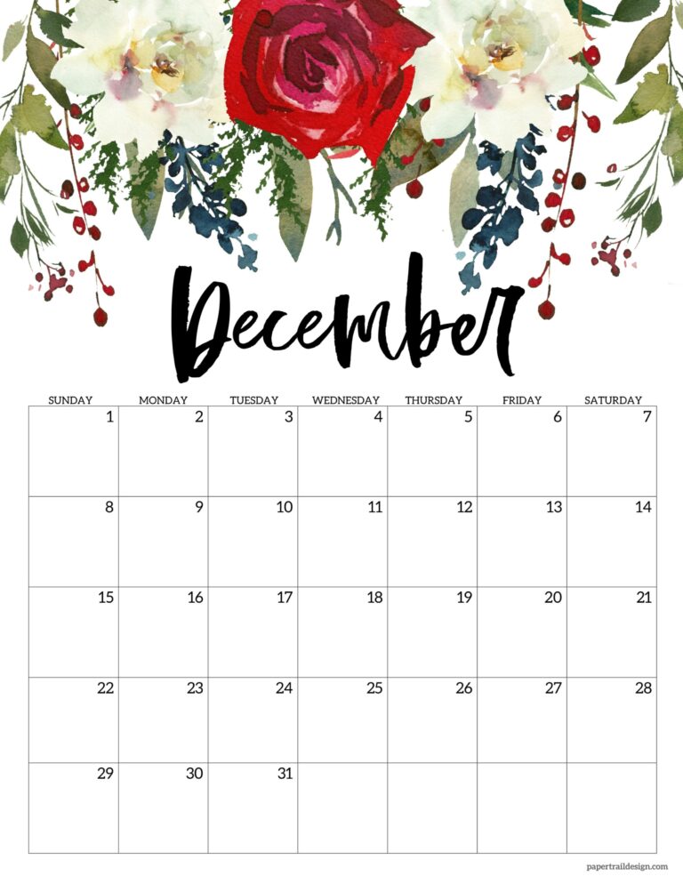 2024 Floral Calendar Printable - Paper Trail Design