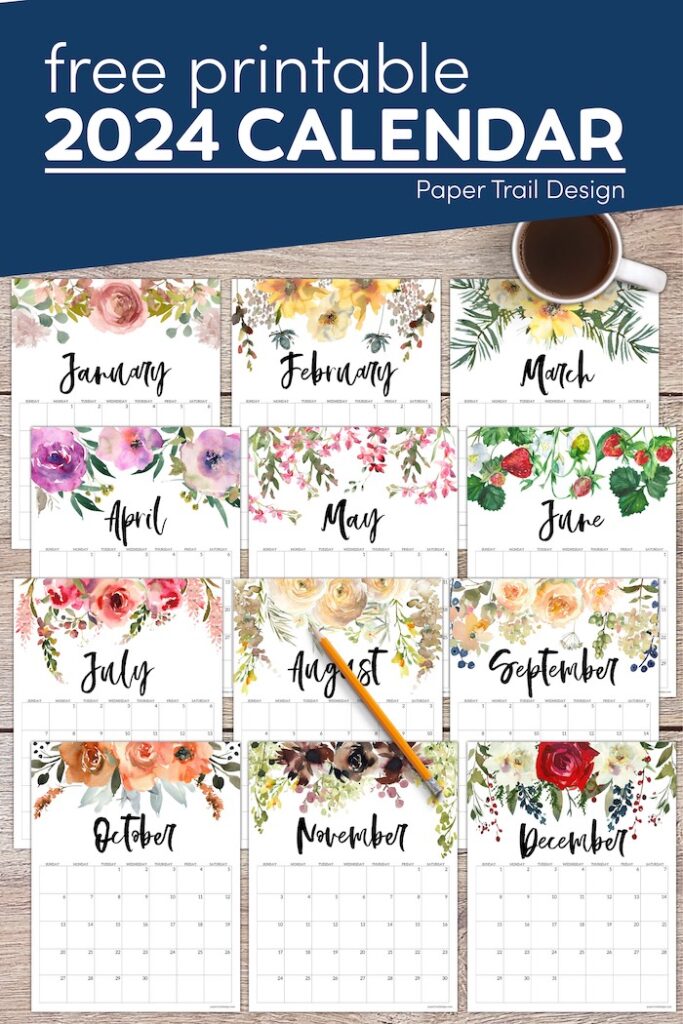 2024 Floral Calendar Printable Paper Trail Design