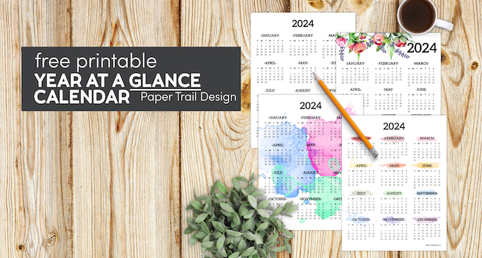 One page year at a glance 2024 calendars to print for free with text overlay- free printable one page calendar