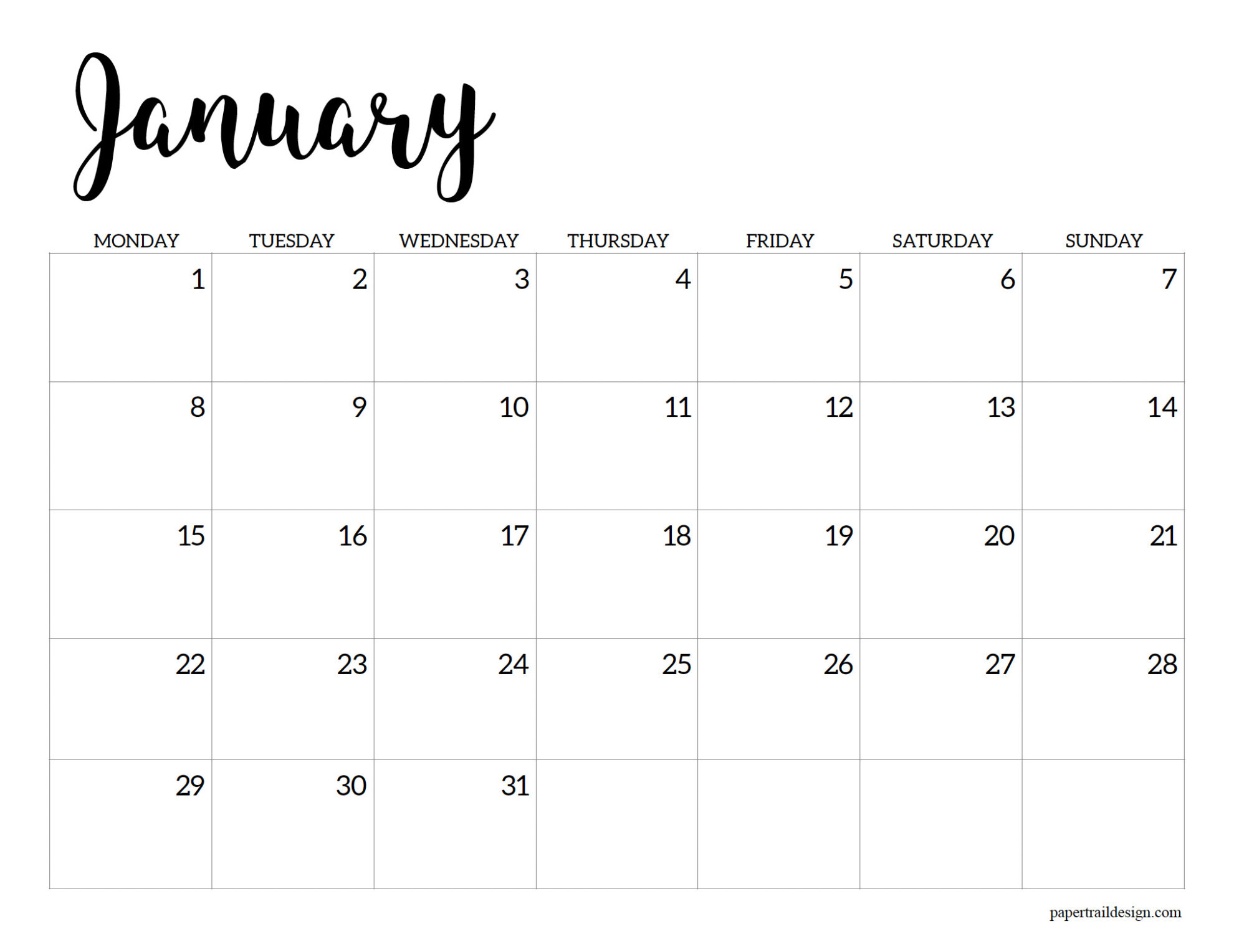 Free Printable Calendar 2024 Starting Monday Blank 2024 Calendar