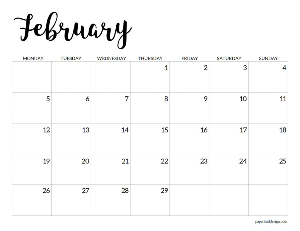 Free Printable 2024 Calendar Monday Start Paper Trail Design