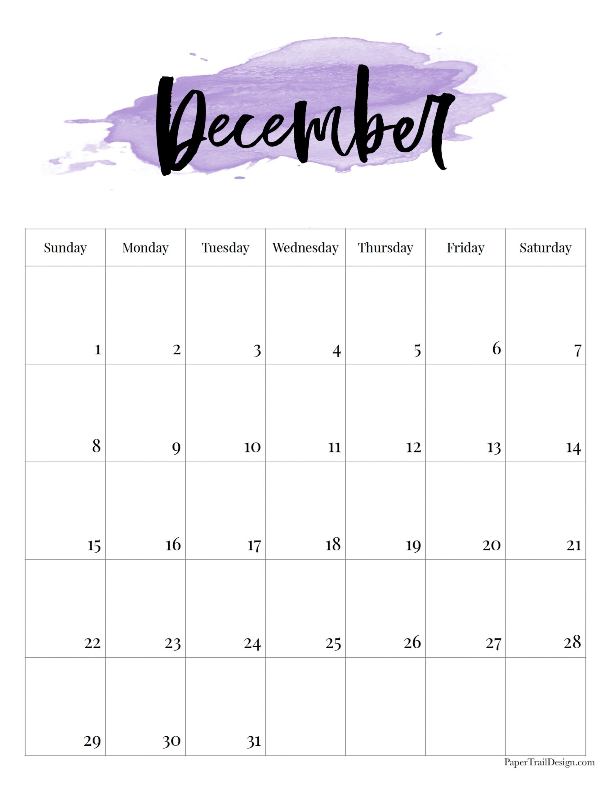 2024 Free Printable Monthly Calendar, Paper Trail Design