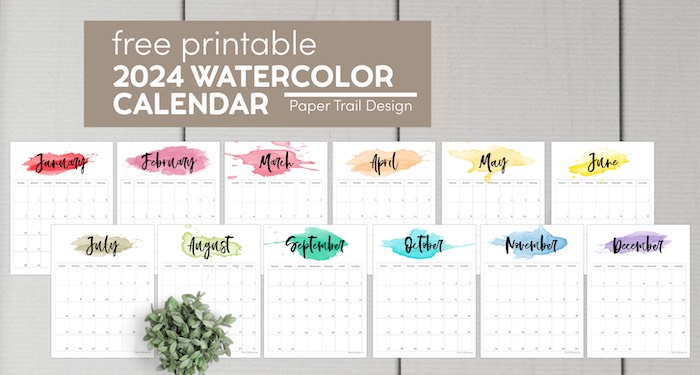 2024 full year monthly calendar pages with text overlay- free printable 2024 watercolor calendar