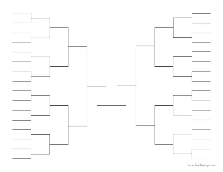 Tournament Bracket Templates Single Elimination Paper Trail Design