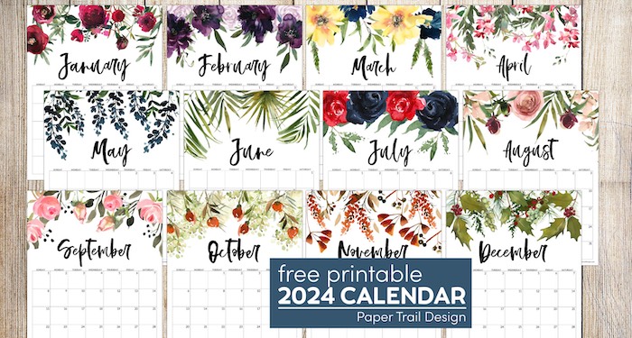 Free 2024 Calendar Printable – Floral