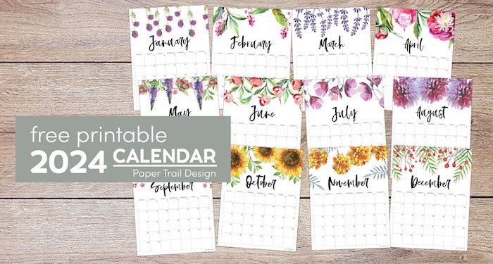 Cute floral 2024 calendar with text overlay- free printable 2024 Calendar