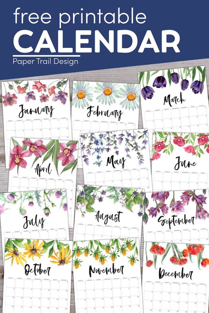 2024 Free Printable Calendar - Floral - Paper Trail Design