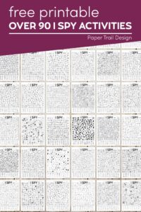 collection of i spy activities with text overlay- free printable over 90 i spy activities 