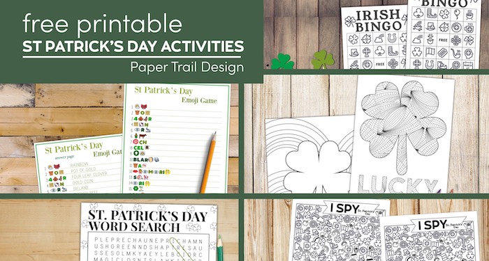 St Patrick's Day games and activities with text overlay- free printable St Patrick's Day activities