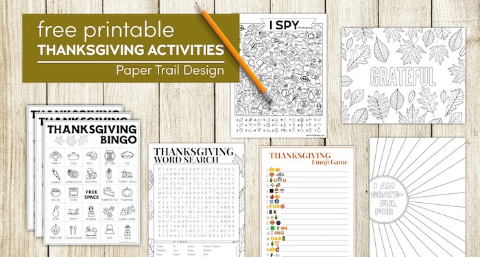 Thanksgiving activities for families with text overlay- free printable Thanksgiving activities