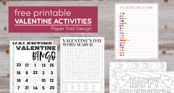 Easy Valentine's day activities to do with kids and adults with text overlay- free printable Valentine activities