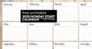 Free Printable 2025 Calendar - Monday Start - Paper Trail Design