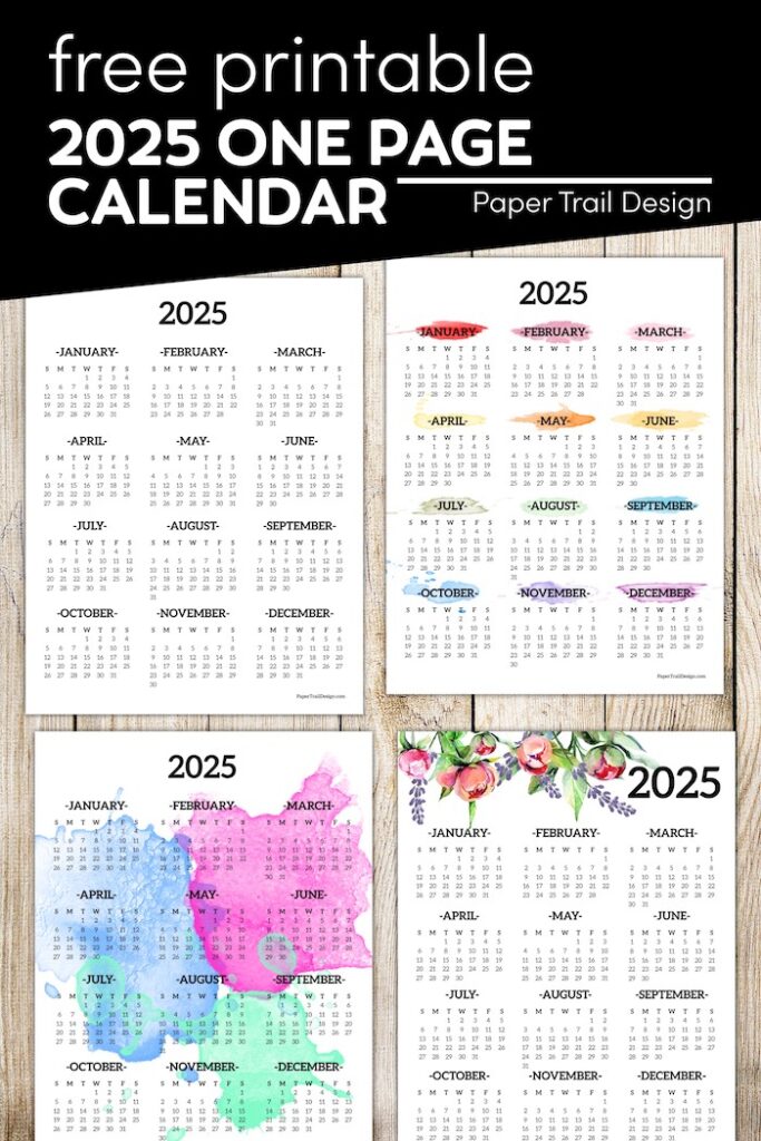 2025 Printable Calendar One Page Paper Trail Design