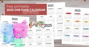 2025 Printable Calendar One Page - Paper Trail Design