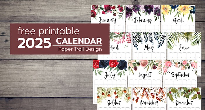 Free 2025 calendar printable in floral design with text overlay- free printable 2025 calendar
