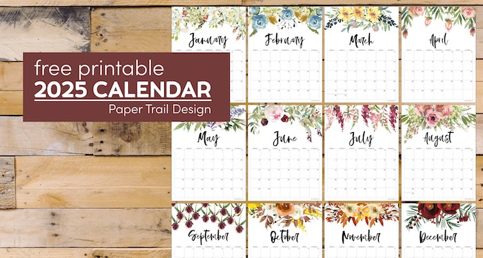 Floral printable calendar 2025 with text overlay- free printable 2025 calendar