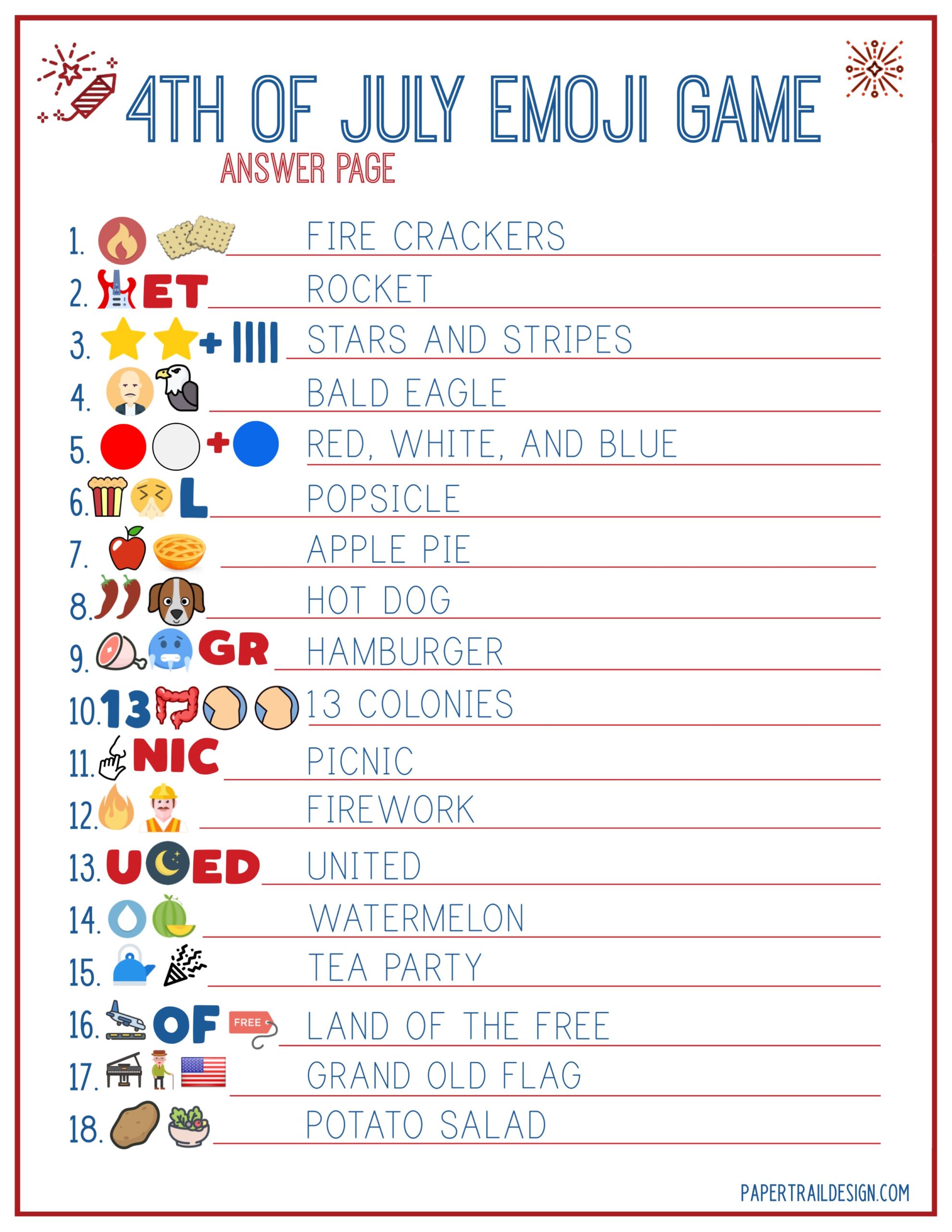 Free Printable 4th of July Game