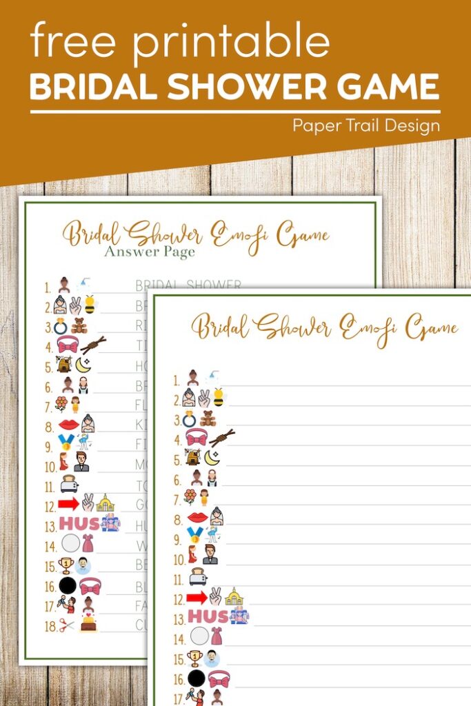 Free Printable Bridal Shower Game - Emoji - Paper Trail Design