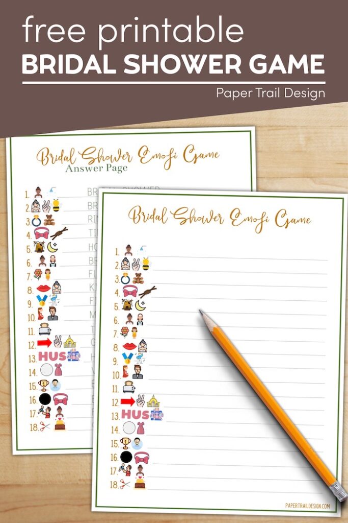 Free Printable Bridal Shower Game - Emoji - Paper Trail Design