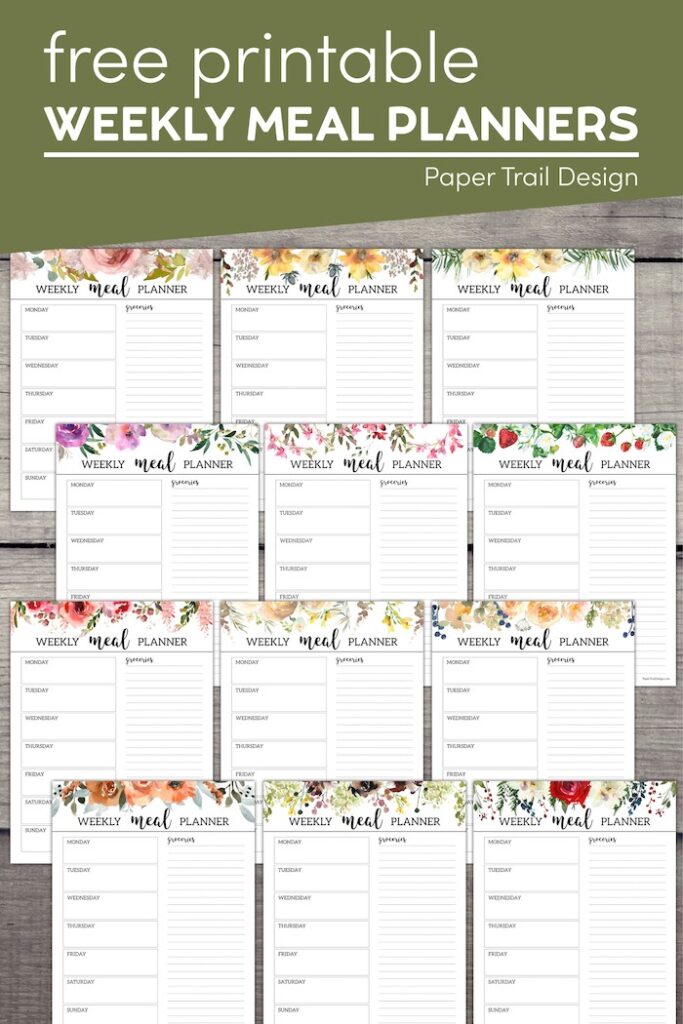 Floral Weekly Meal Planner Template - Paper Trail Design
