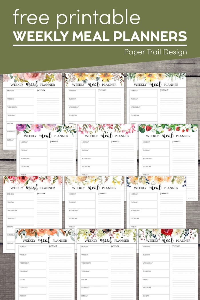 Floral Weekly Meal Planner Template - Paper Trail Design
