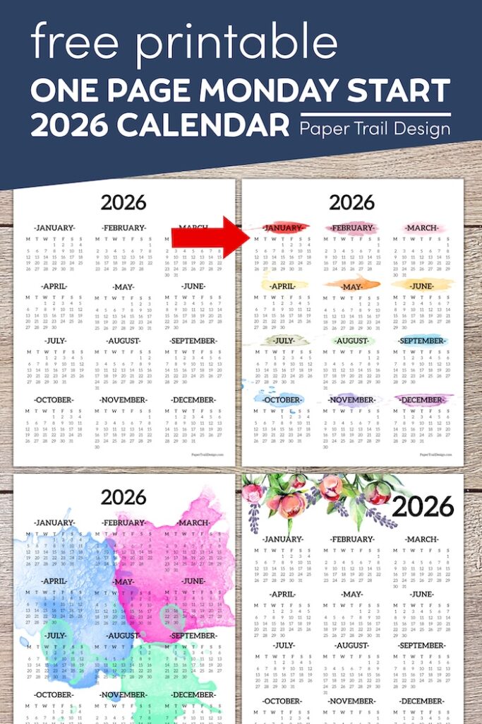  Foto zu 2026 Monday Start Calendar One Page - Paper Trail Design 