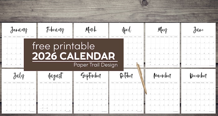 Monthly vertical calendar pages from December to January with text overlay- free printable 2026 calendar