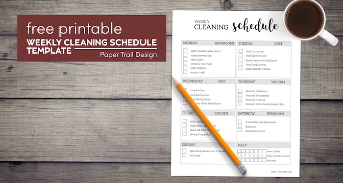 weekly cleaning schedule template with text overlay- free printable weekly cleaning schedule template