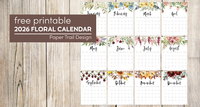 12 months of 2026 calendars with text overlay- free printable 2026 calendar