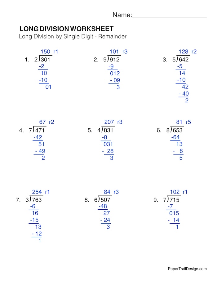 Long Division Worksheets Paper Trail Design Long Division Worksheets Paper Trail Design