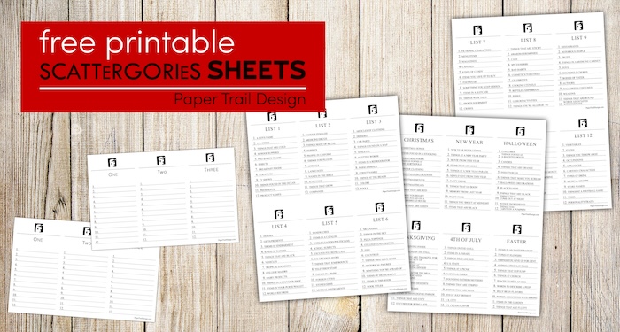 Printable Scattergories Game