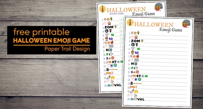 Halloween emoji, a great Halloween party game with text overlay- free printable Halloween Emoji game