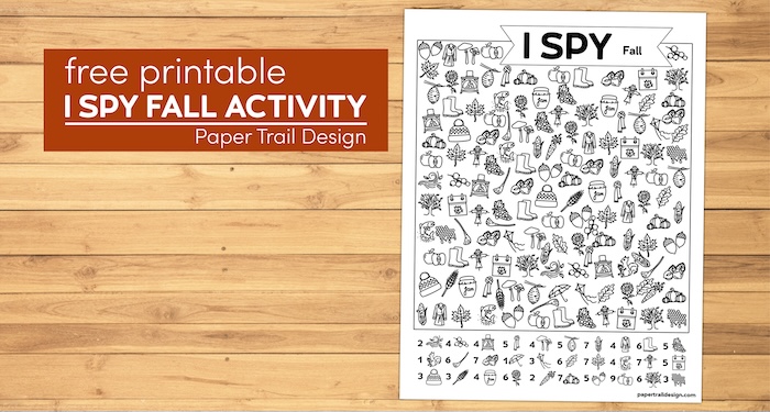 I spy fall activity page for kids with text overlay- free printable I spy fall activity